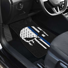 Load image into Gallery viewer, Thin Blue Line Punisher Skull Police Car Mats Set Of 4 Universal Fit 195417 - CarInspirations