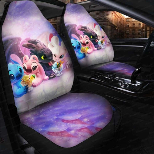 Toothless Light Fury Stitch Lilo Couple Car Seat Covers Set Of 02 Universal Fit - Td47 232205 - YourCarButBetter