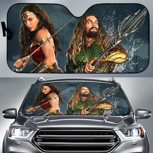 Wonder Woman & Aquaman Auto Sun Shade For Fan Mn05 Universal Fit 111204 - CarInspirations