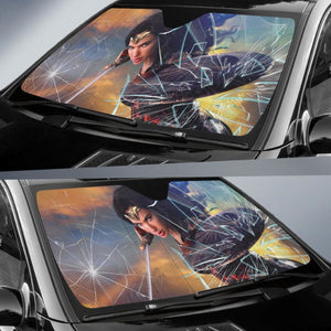Wonder Woman Car Auto Sun Shade Broken Windshield Funny Universal Fit 174503 - CarInspirations