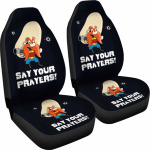 Yosemite Sam Car Seat Cover Looney Say Your Prayer Hand With Gun Fan Gift Universal Fit 051012 - CarInspirations