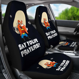 Yosemite Sam Car Seat Cover Looney Say Your Prayer Hand With Gun Fan Gift Universal Fit 051012 - CarInspirations